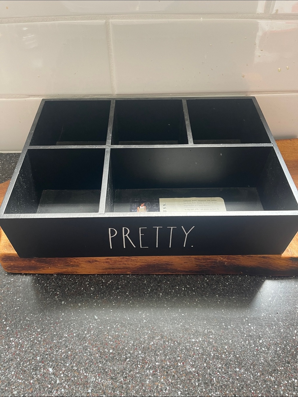 Rae Dunn Black "PRETTY." Makeup Organizer